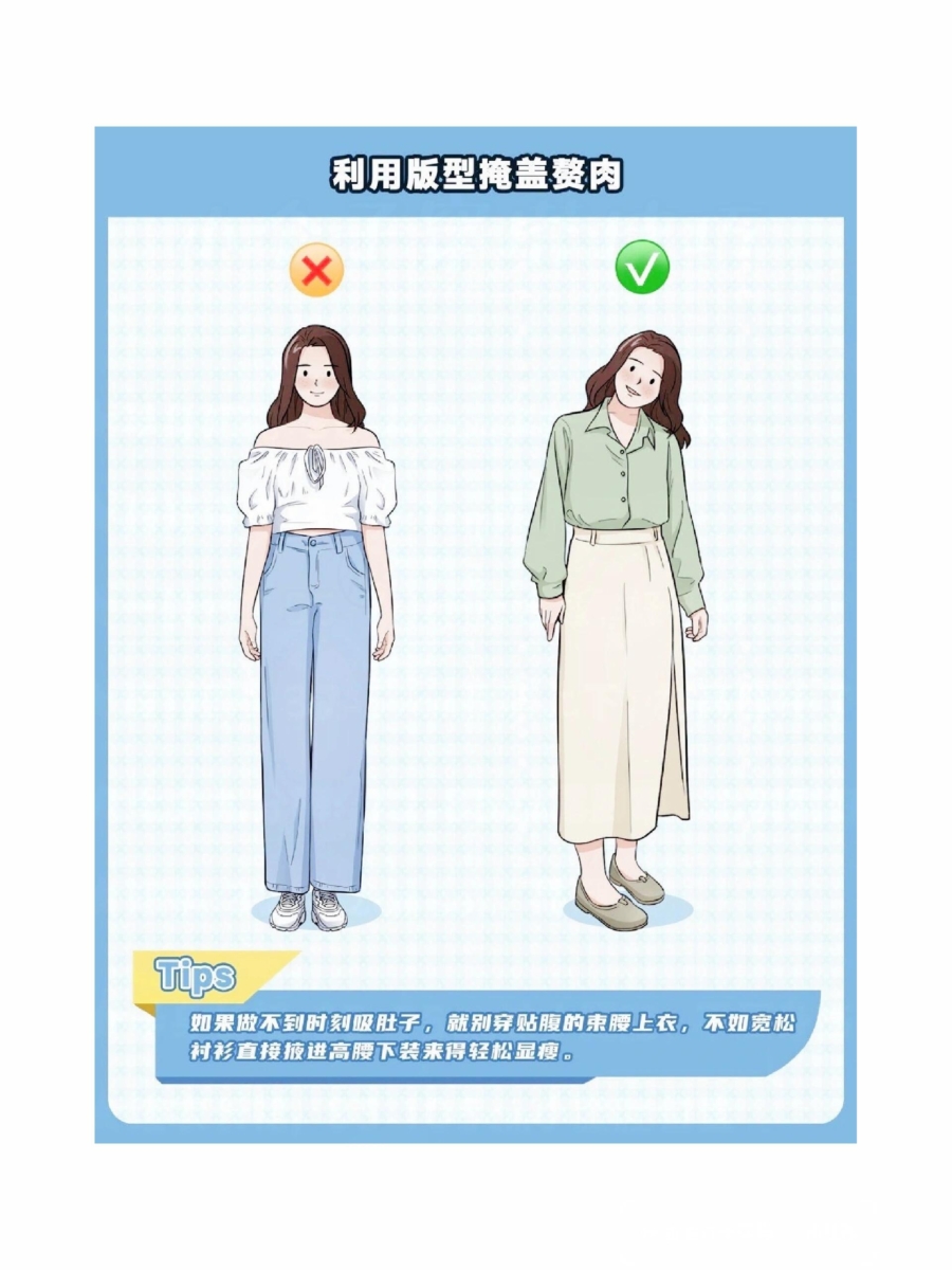 微胖女孩【穿搭秘诀】TOP 2、利用版型遮盖赘肉