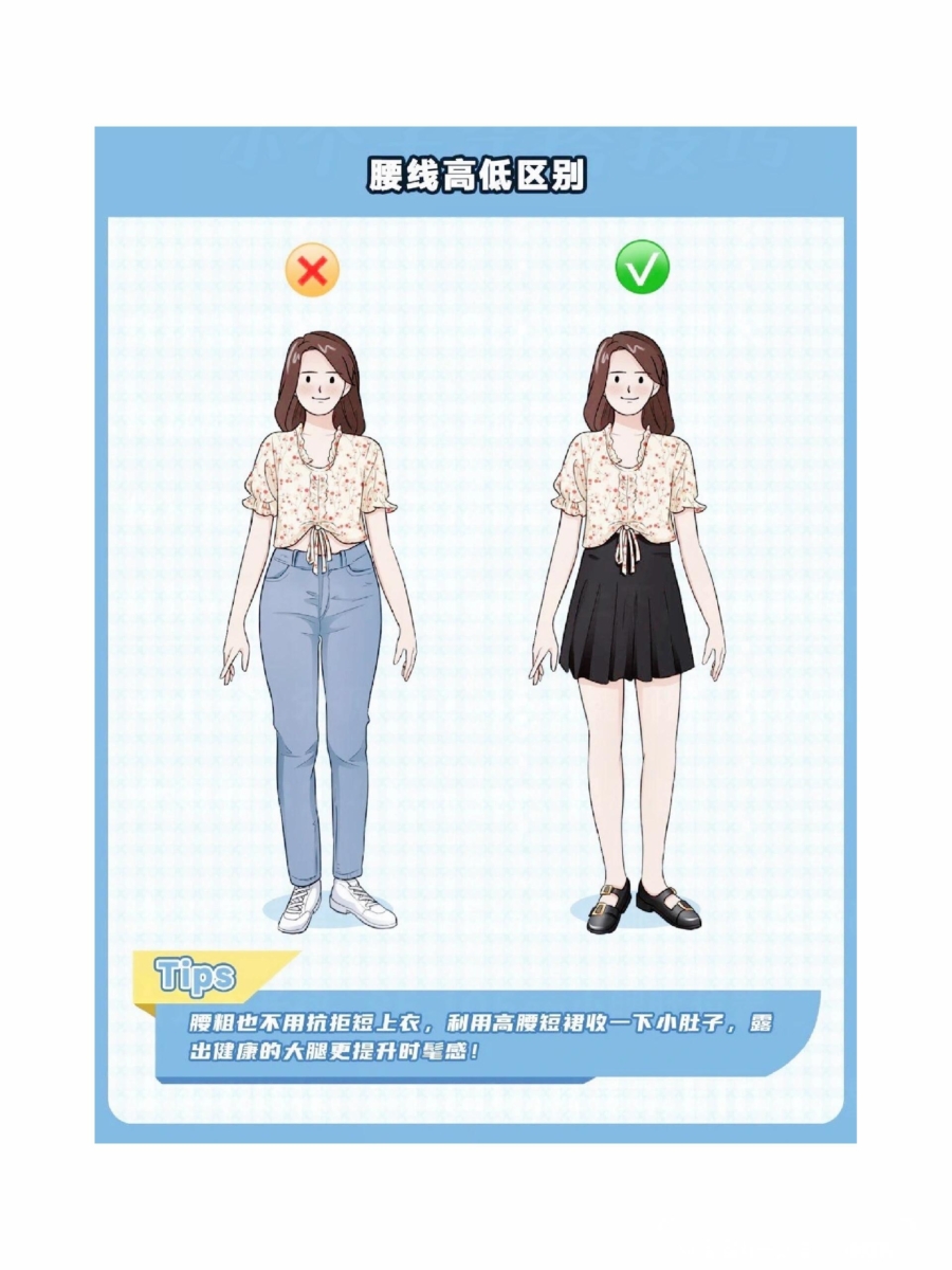 微胖女孩【穿搭秘诀】TOP 1、腰线高低区别
