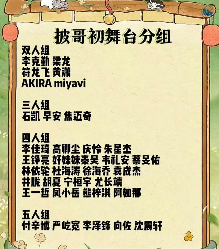 初舞台分组