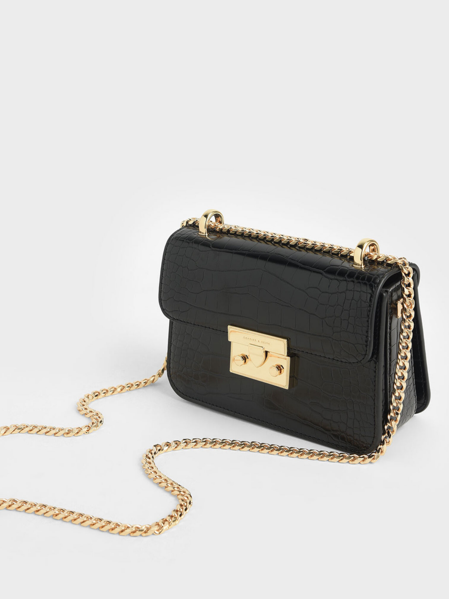 Alva Croc-Effect Chain Strap Crossbody Bag