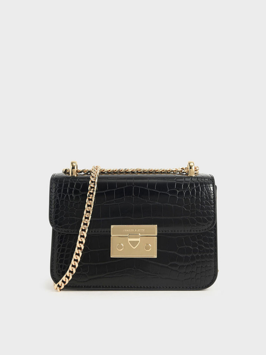 Alva Croc-Effect Chain Strap Crossbody Bag