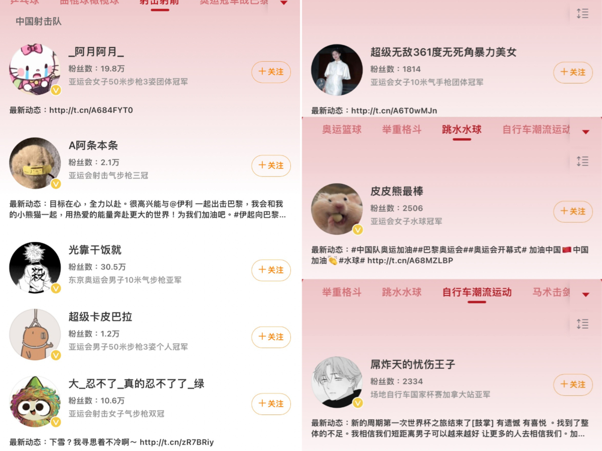 中国国家队运动员网名