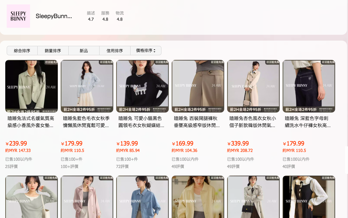 淘宝服装店铺---【①SleepyBunny瞌睡兔】---