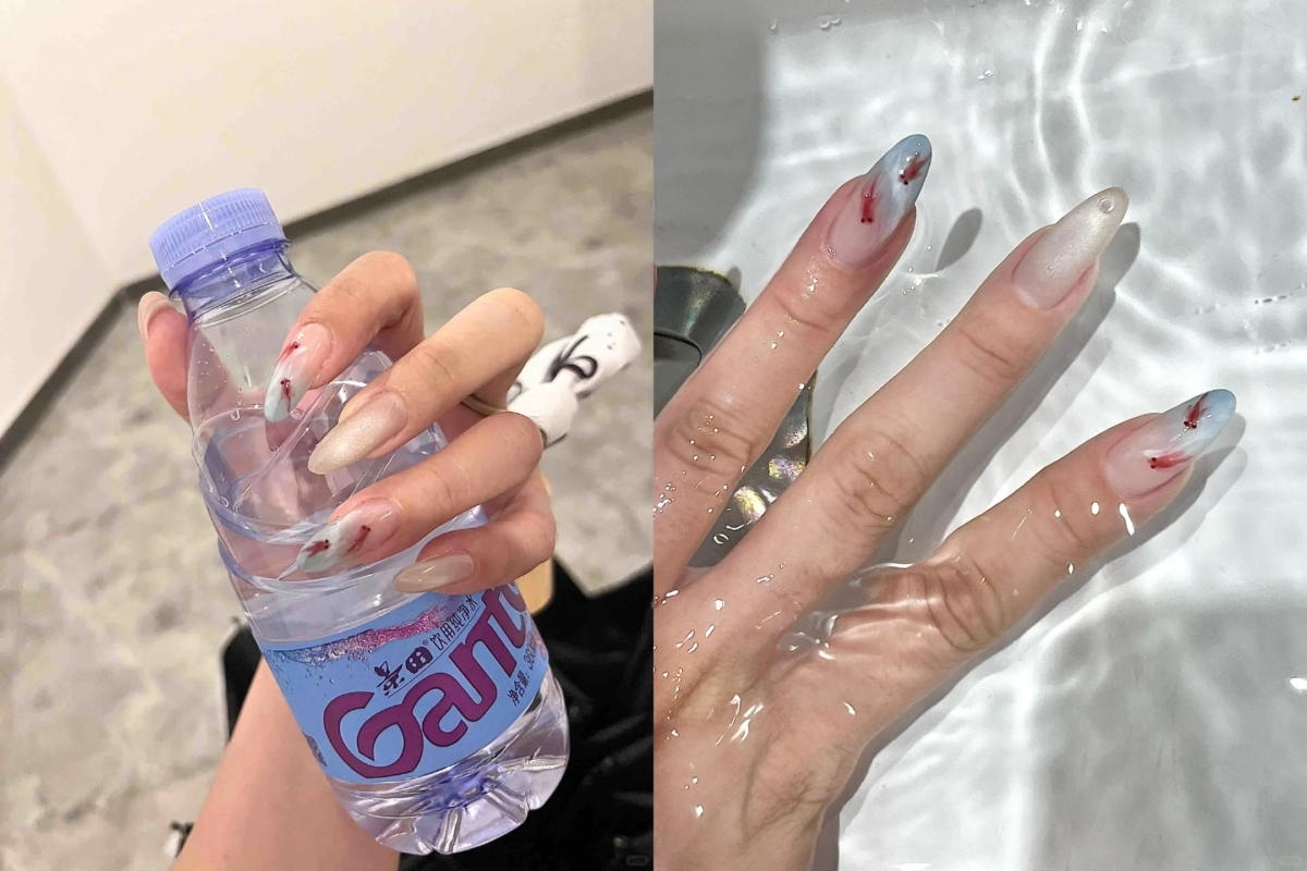 海洋风美甲款式 | 1、锦鲤幻境