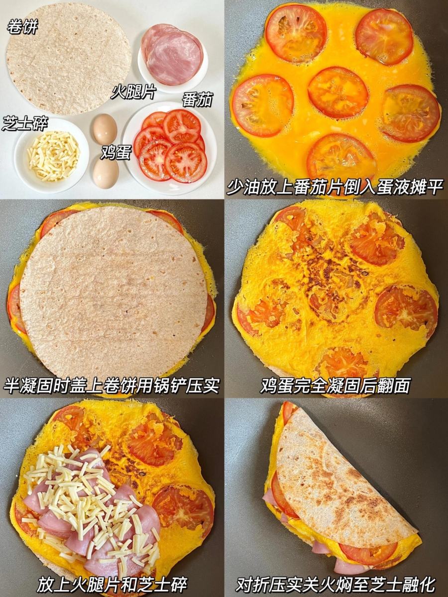 卷饼食谱——1.番茄火腿卷饼