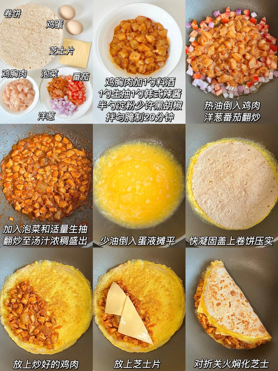 卷饼食谱——3.泡菜鸡肉卷饼