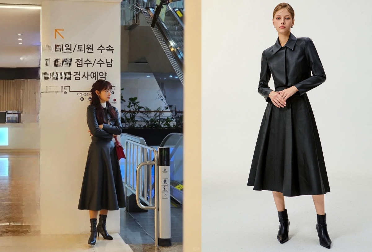 朴信惠《来自地狱的法官》穿搭示范 | 7、黑色皮质套装