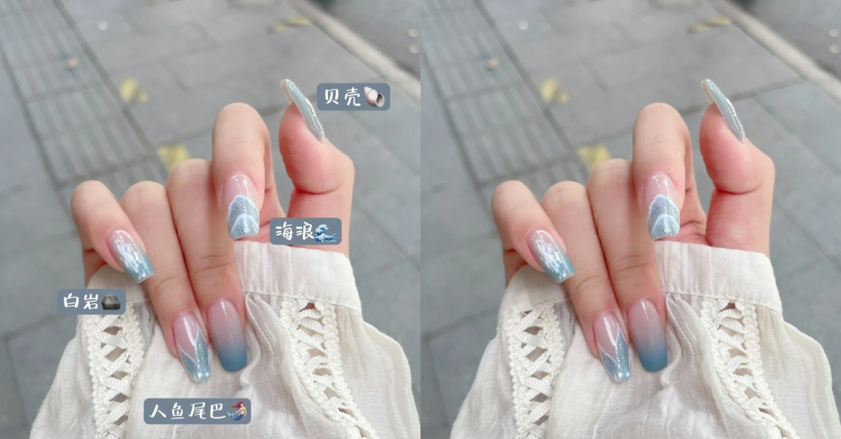海洋风美甲款式 | 7、海洋梦幻曲
