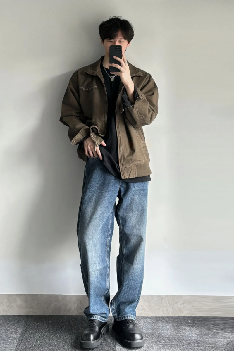 8、复古工装风穿搭