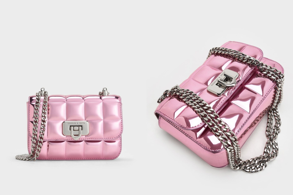 小CK圣诞系列包包 #2：金属感方格链条包