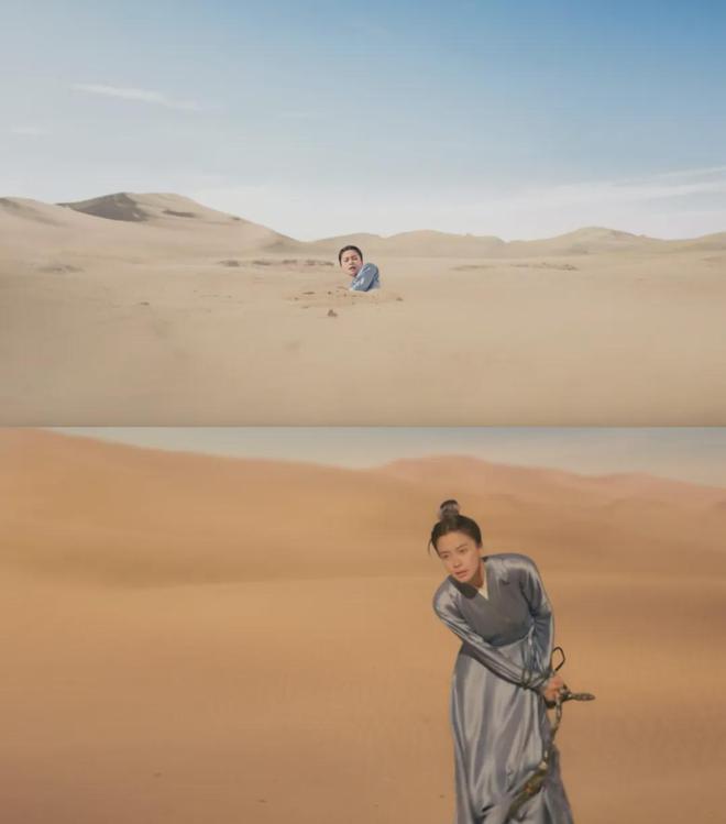 男女主在沙漠逃亡的画面