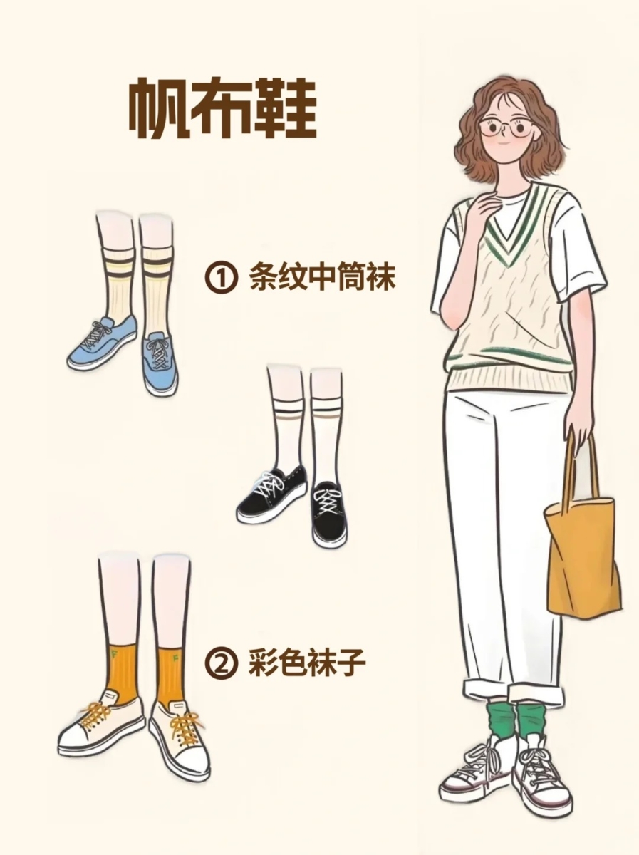 不同鞋款的袜子搭配 | 4、帆布鞋