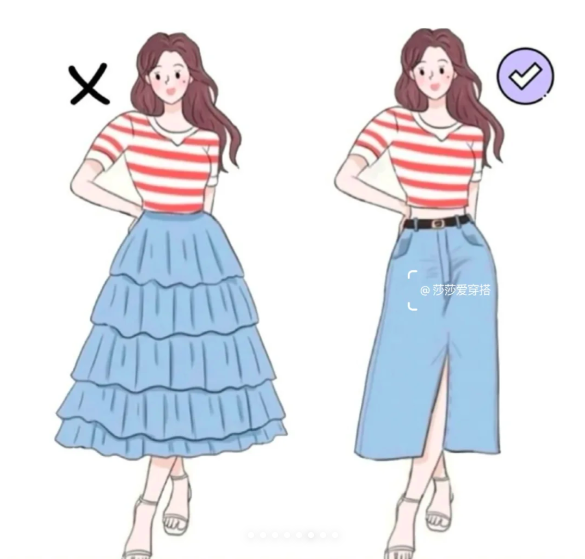 腿粗+胯宽穿搭技巧：5.避免设计繁琐