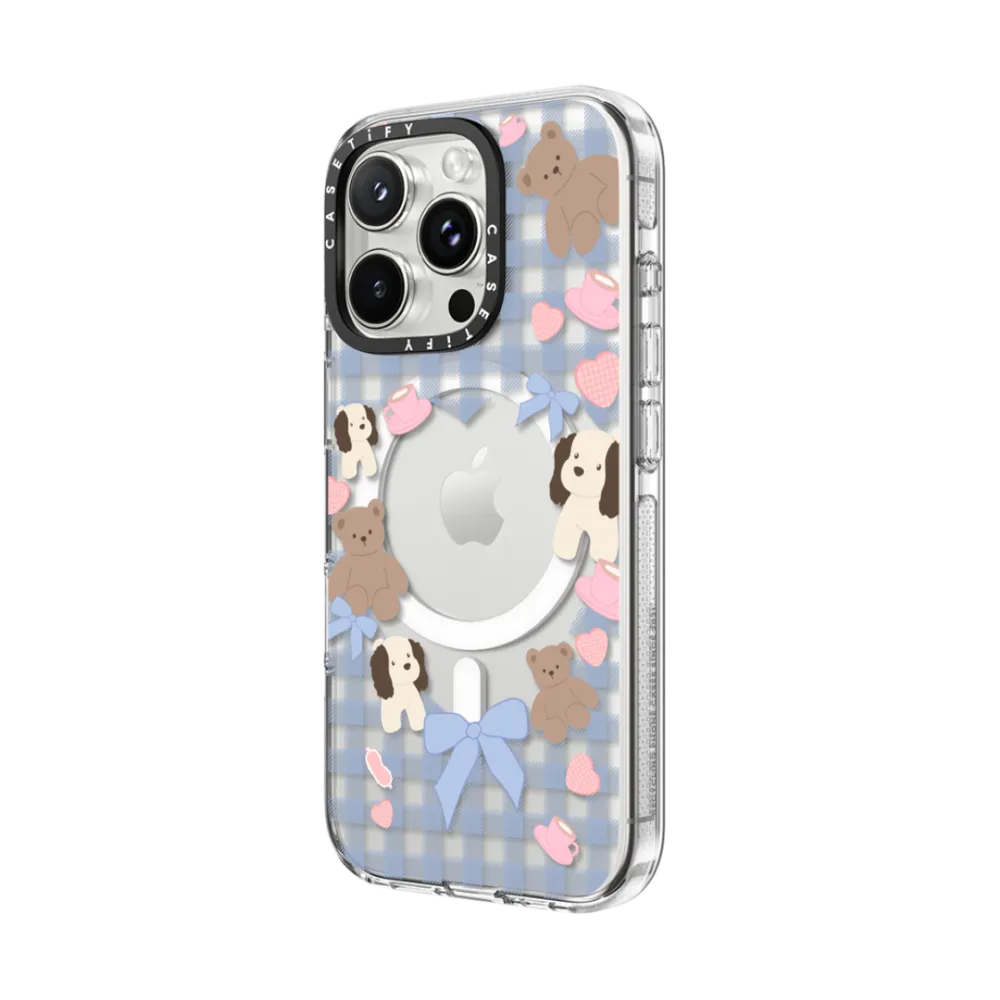 清新的蓝色格纹自带学院风，搭配缎带元素更显温柔气质