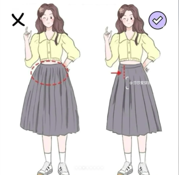 腿粗+胯宽穿搭技巧：2.百褶裙的选择