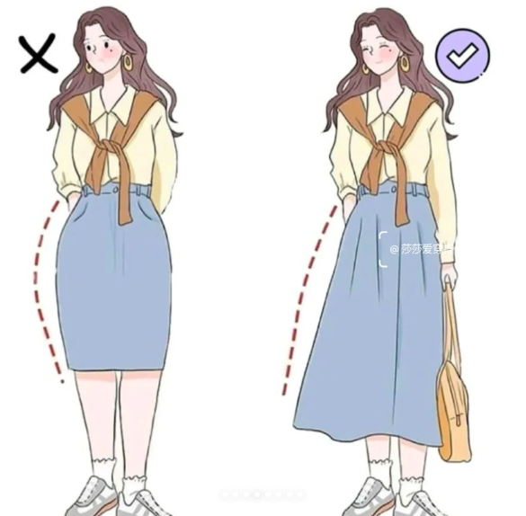 腿粗+胯宽穿搭技巧：3.长裙的长度