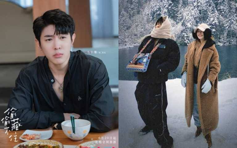 IG晒出与马伯骞的雪地合照