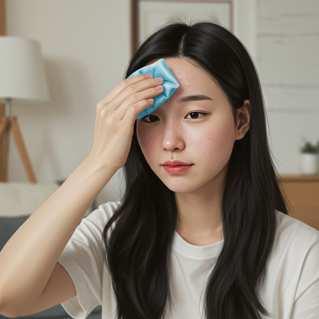 1.冰敷镇静：给红肿痘痘快速降温