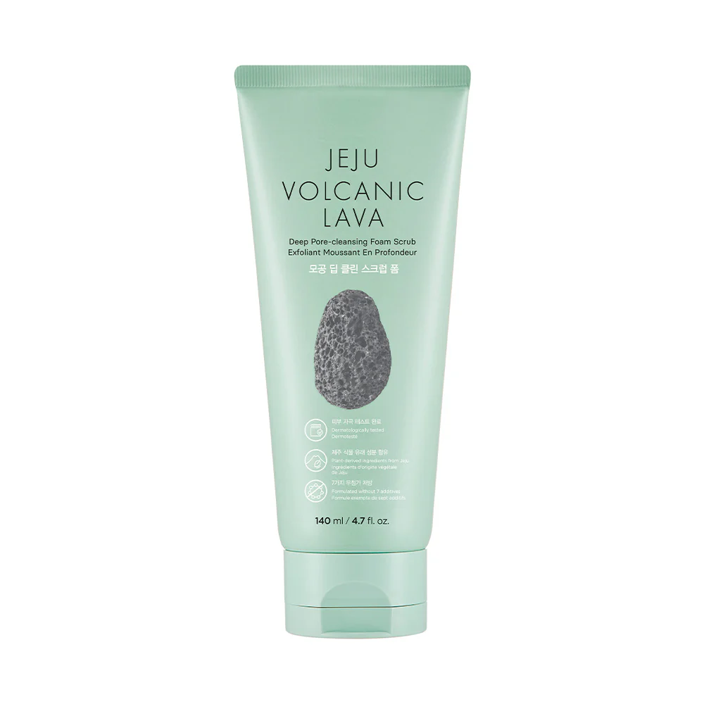 The Face Shop Jeju Volcanic Lava Deep Pore Cleansing Foam Scrub。