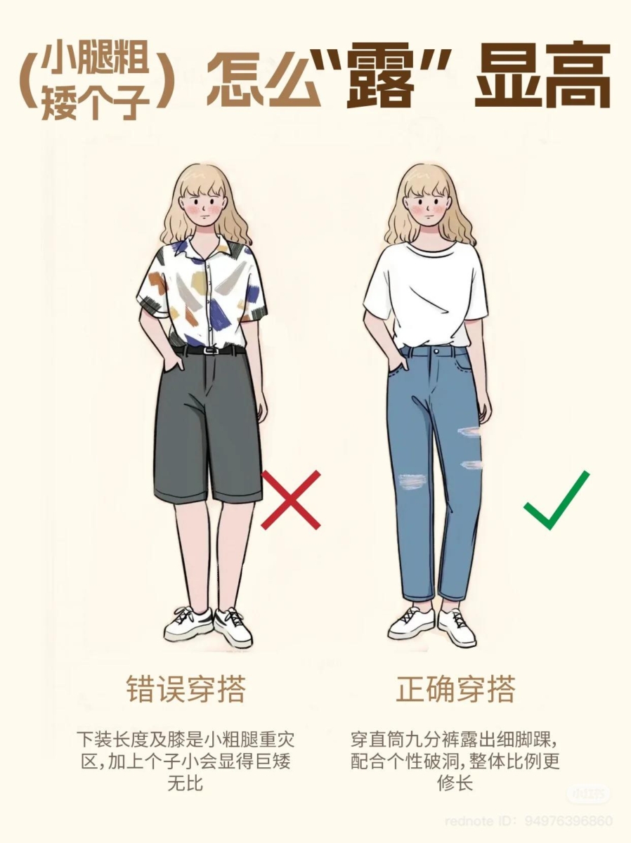 小腿粗：九分直筒裤露出纤细脚踝