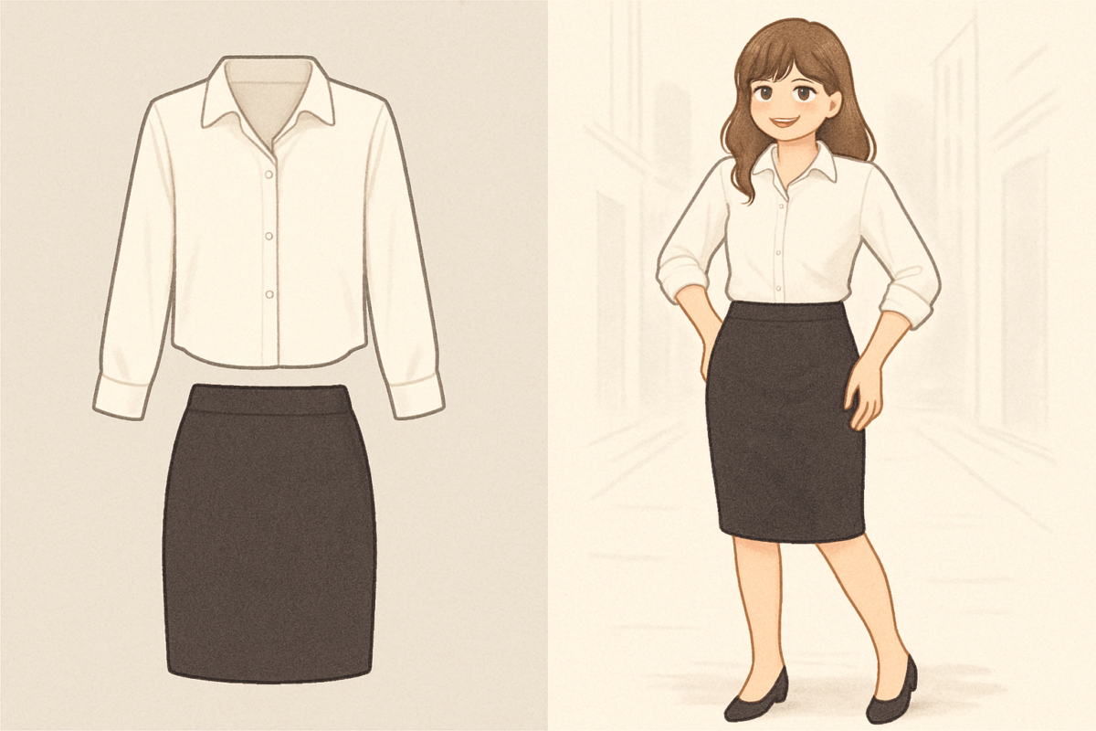 上衣越宽松 + 裙子越紧