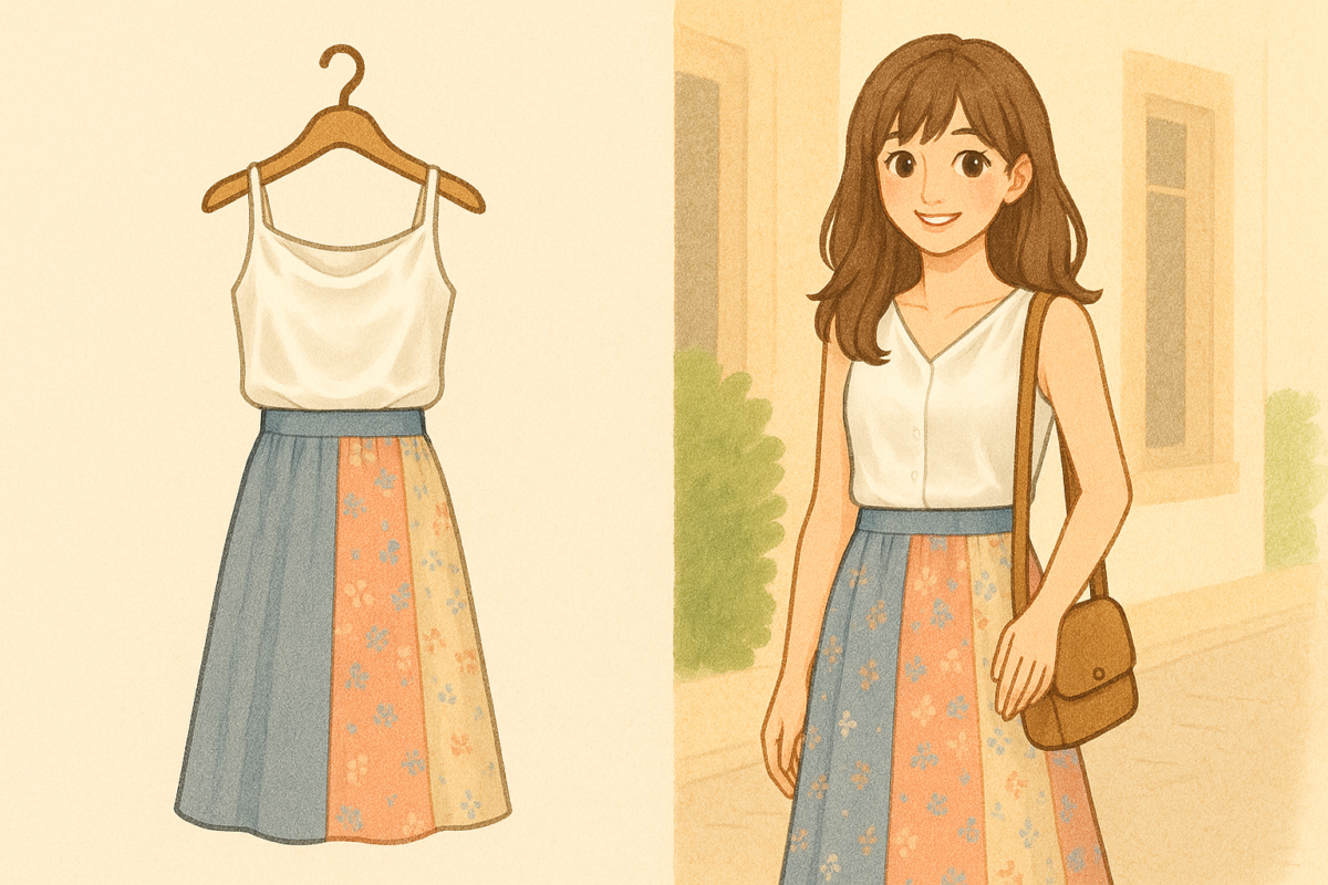 上衣越简单 + 裙子越花俏