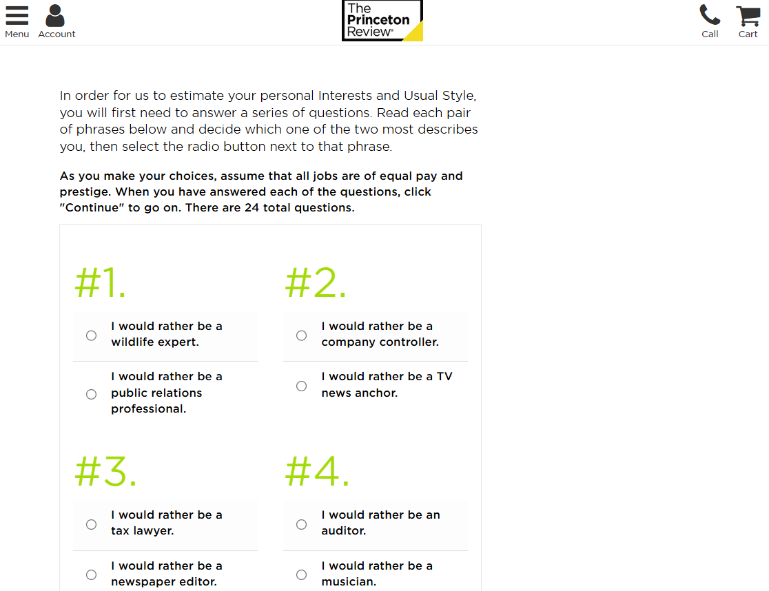 Princeton Review Career Quiz