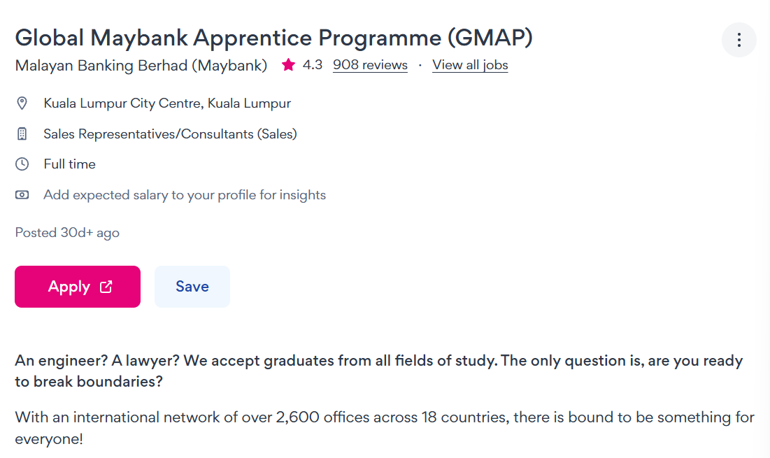 Maybank Graduate / Apprentice Program