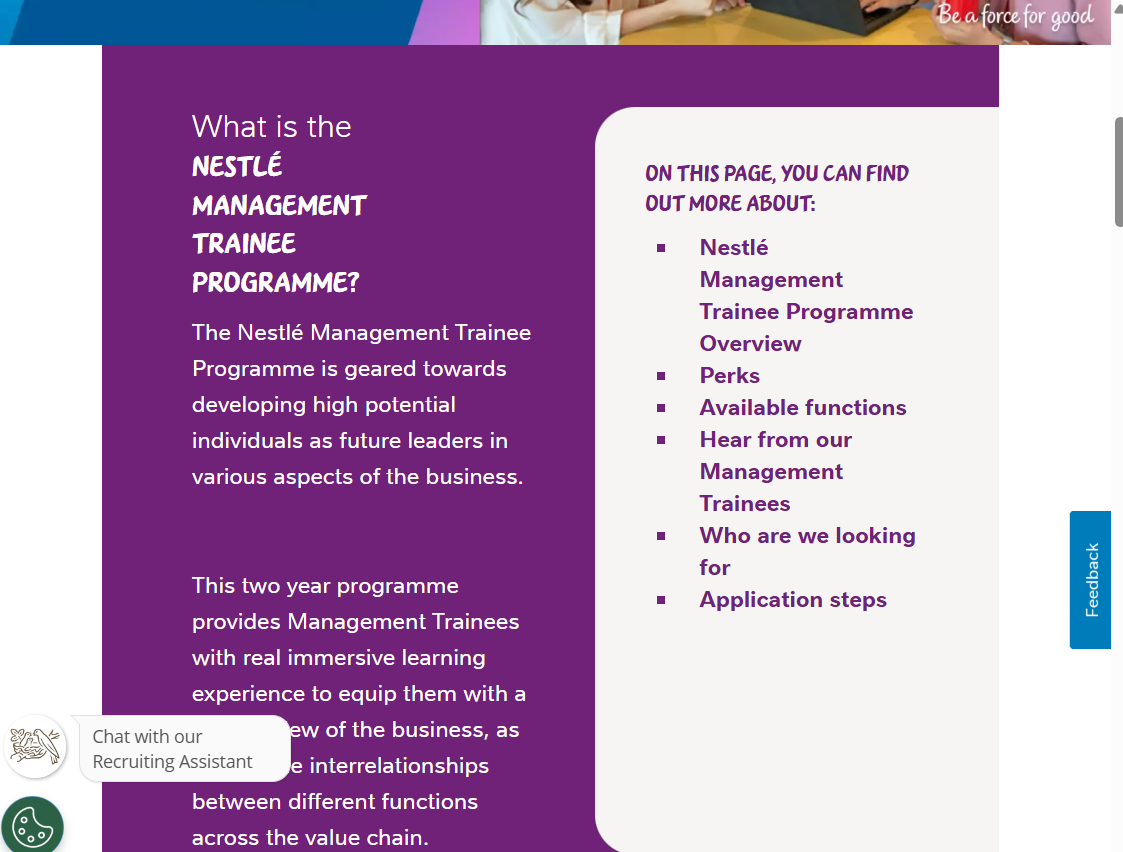 Nestlé Management Trainee Programme