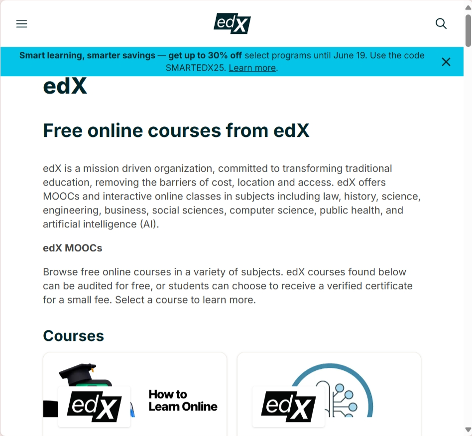edX 免费课程