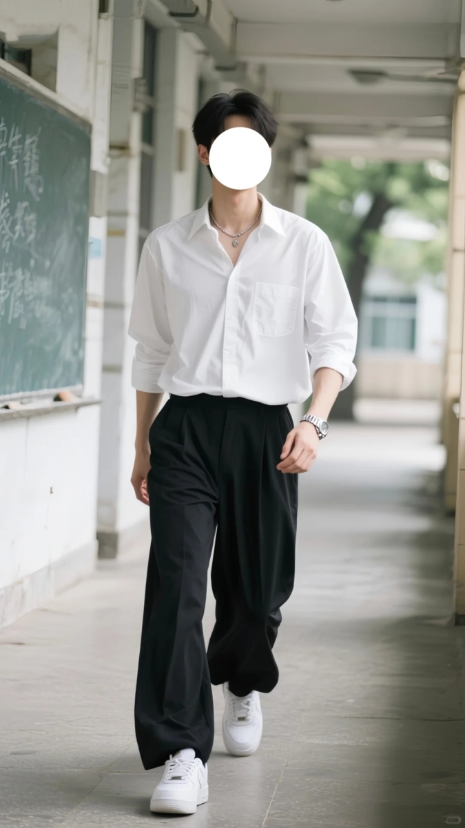 男生白衬衫穿搭:2、干净白月光