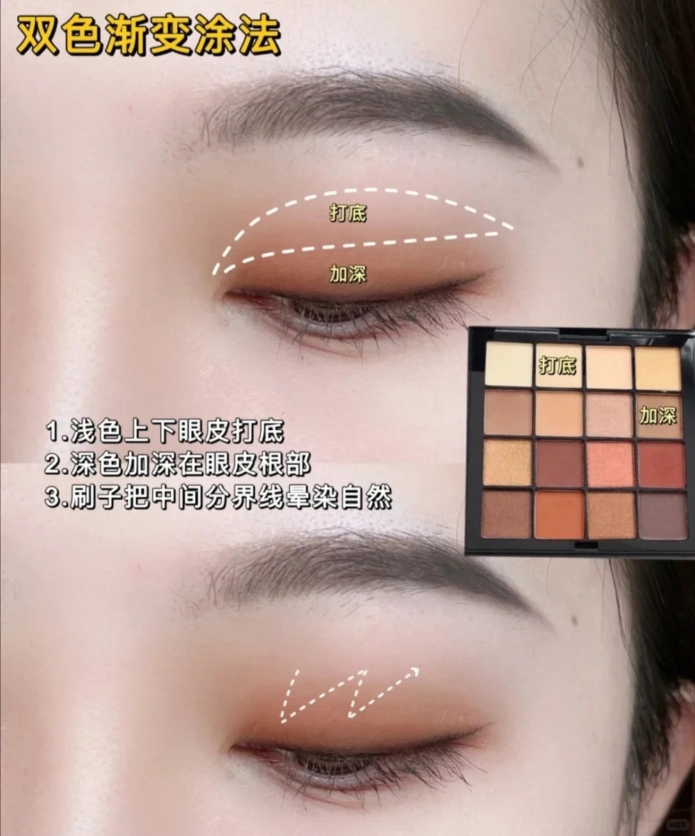 眼影双色/多色渐层画法