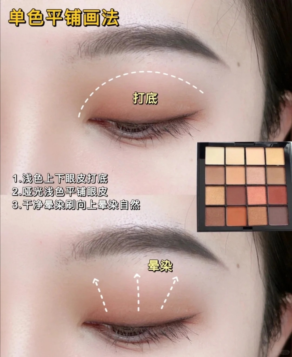 眼影单色渐层画法