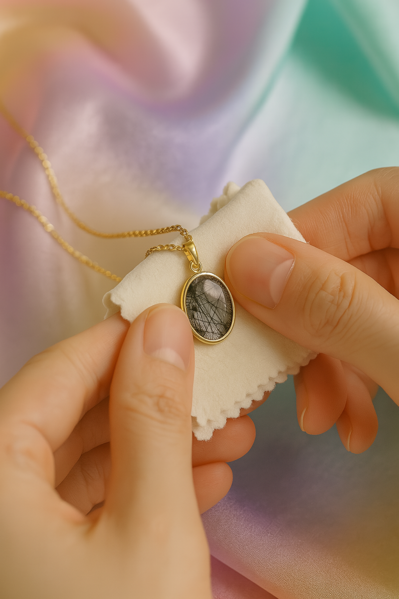 黑发晶饰品用温和清水快速冲洗约1分钟,用软布轻轻擦干。