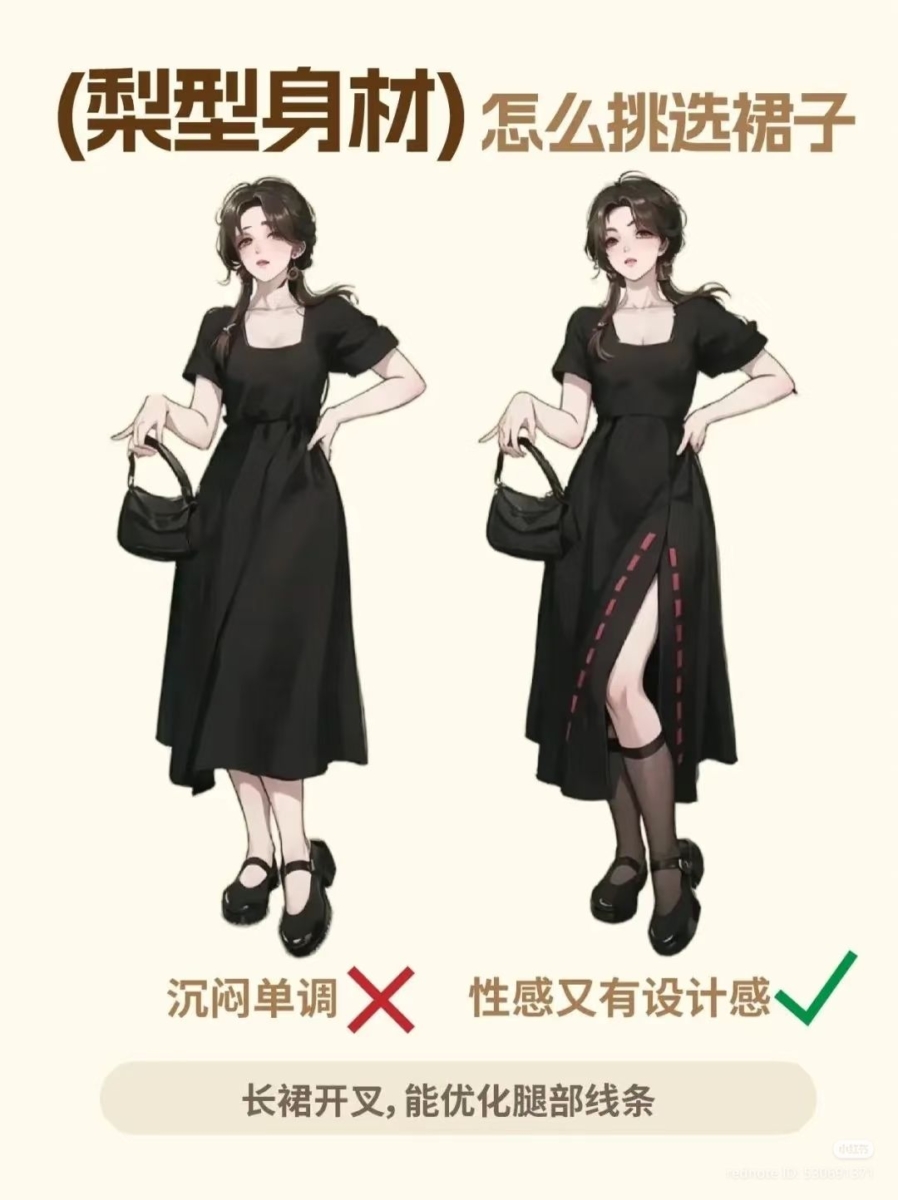 技巧五：高阶穿搭小心机：开叉裙加持氛围感！