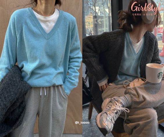 LOOK 2：灰蓝慵懒系休闲穿搭