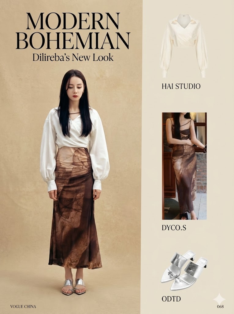 2. 白衬衫＋扎染裙：温柔又有点小心机