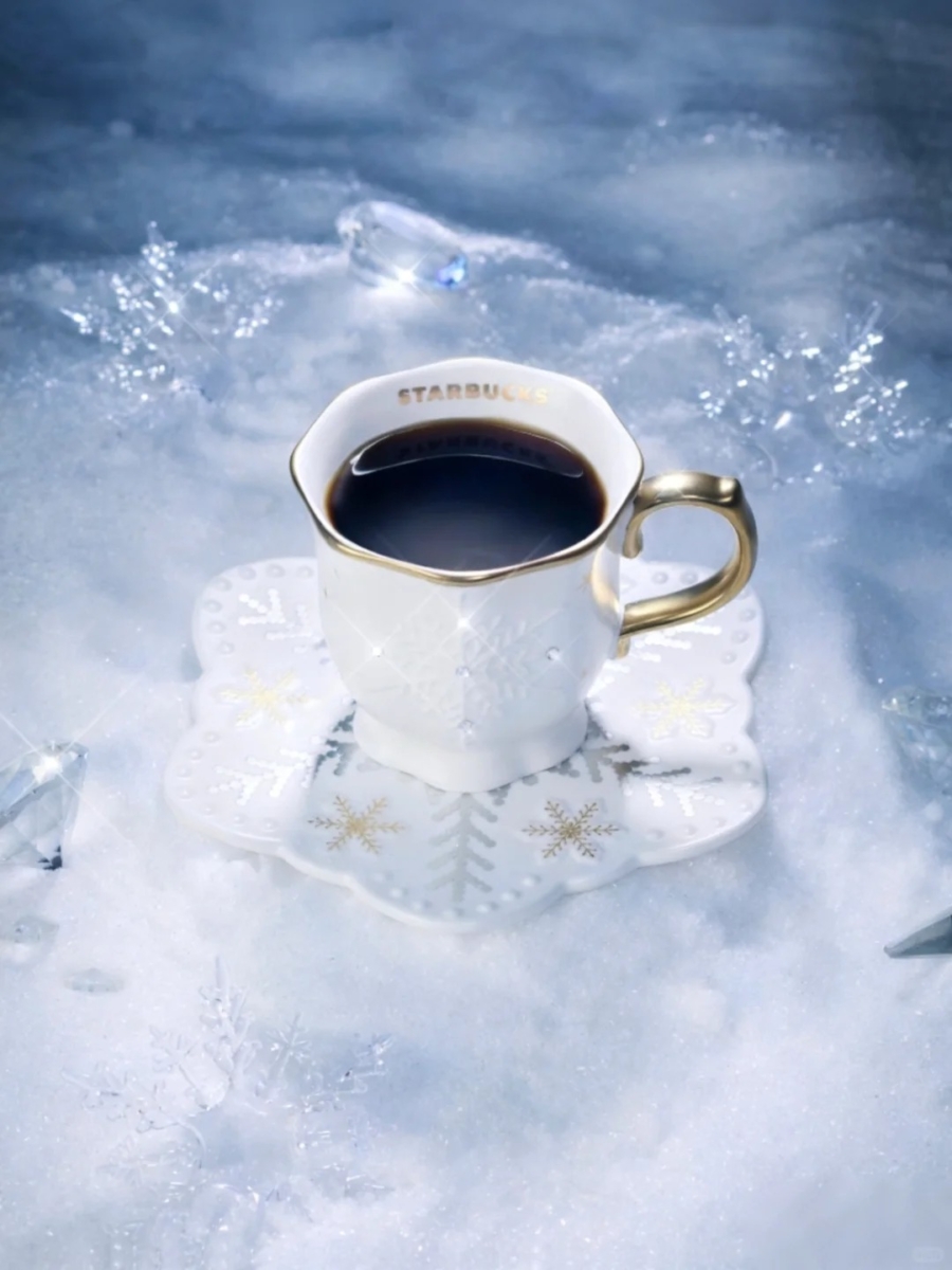 雪花浮雕钻面马克杯碟组 260ml｜约 RM131