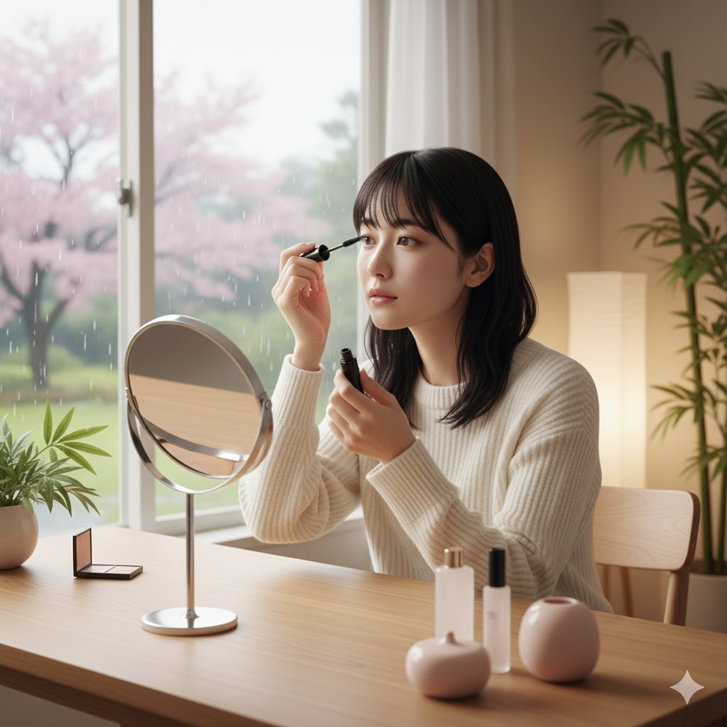 2. 透明感睫毛：先黑后彩叠加，打造日系空气感