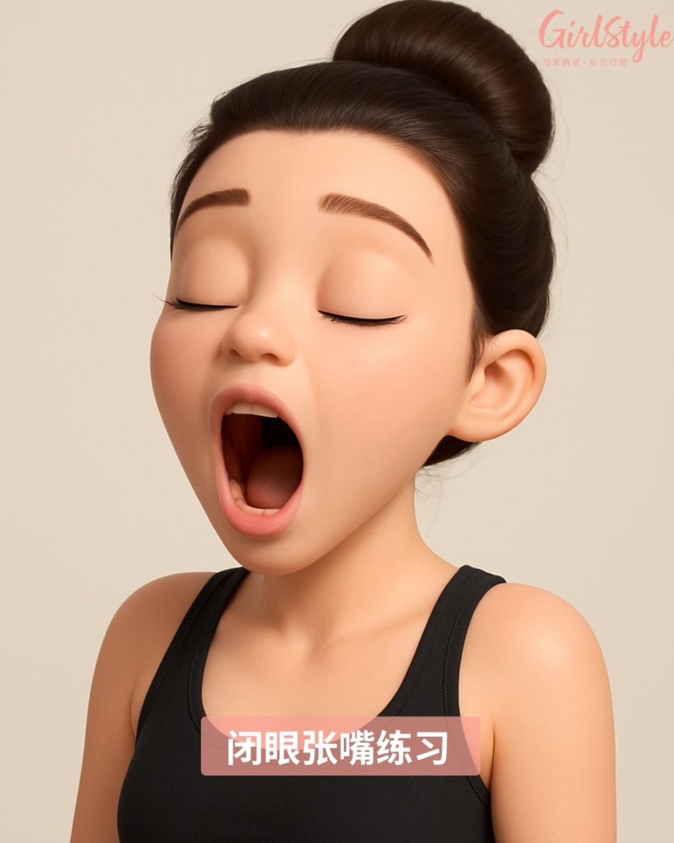 闭眼张嘴练习