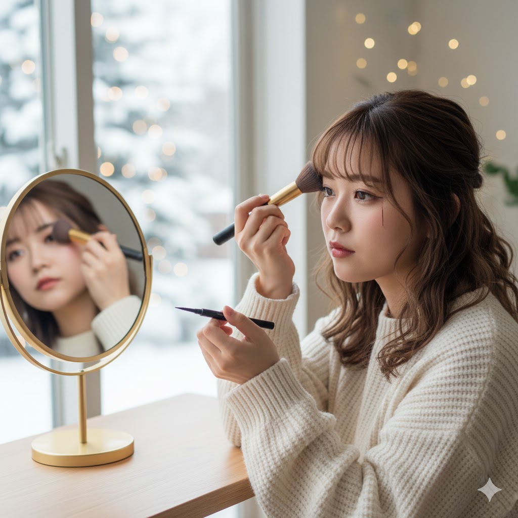 7. 缩短额头技巧：阴影＋眼线画“假发丝”