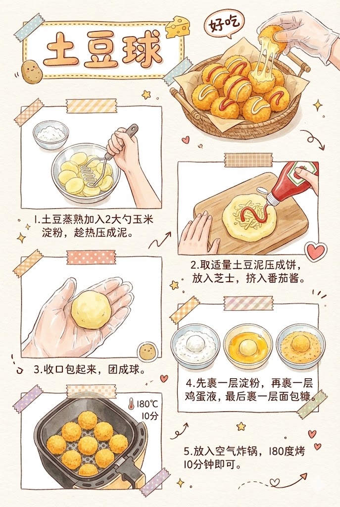 4.空气炸锅版！土豆球
