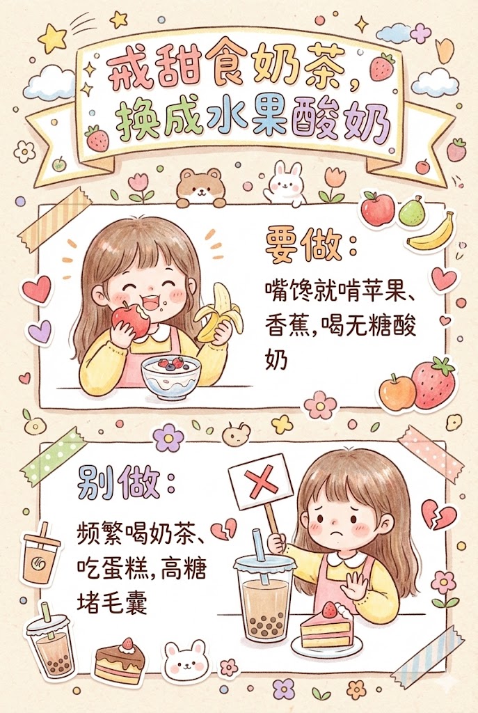 3.戒甜食奶茶，换成水果酸奶