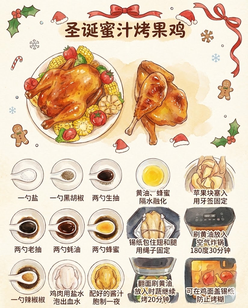 3.圣诞蜜汁烤果鸡