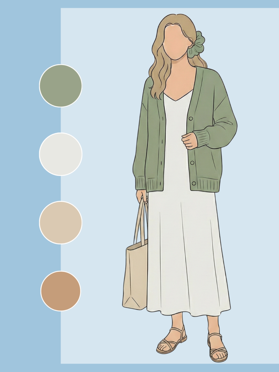 鼠尾草绿配饰点缀云舞白造型