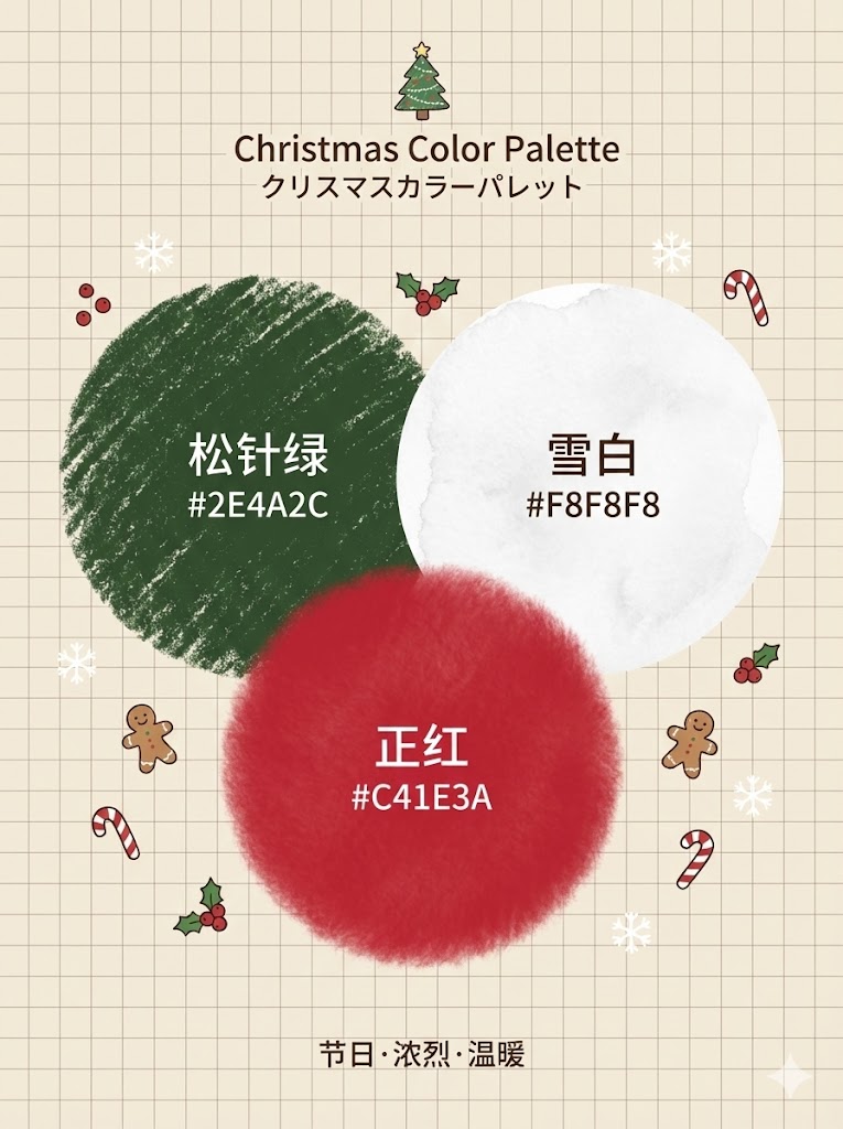 一、 经典圣诞色：节日里的浓烈与温暖