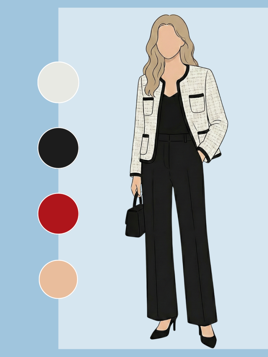 黑色半身裙搭配云舞白法式上衣