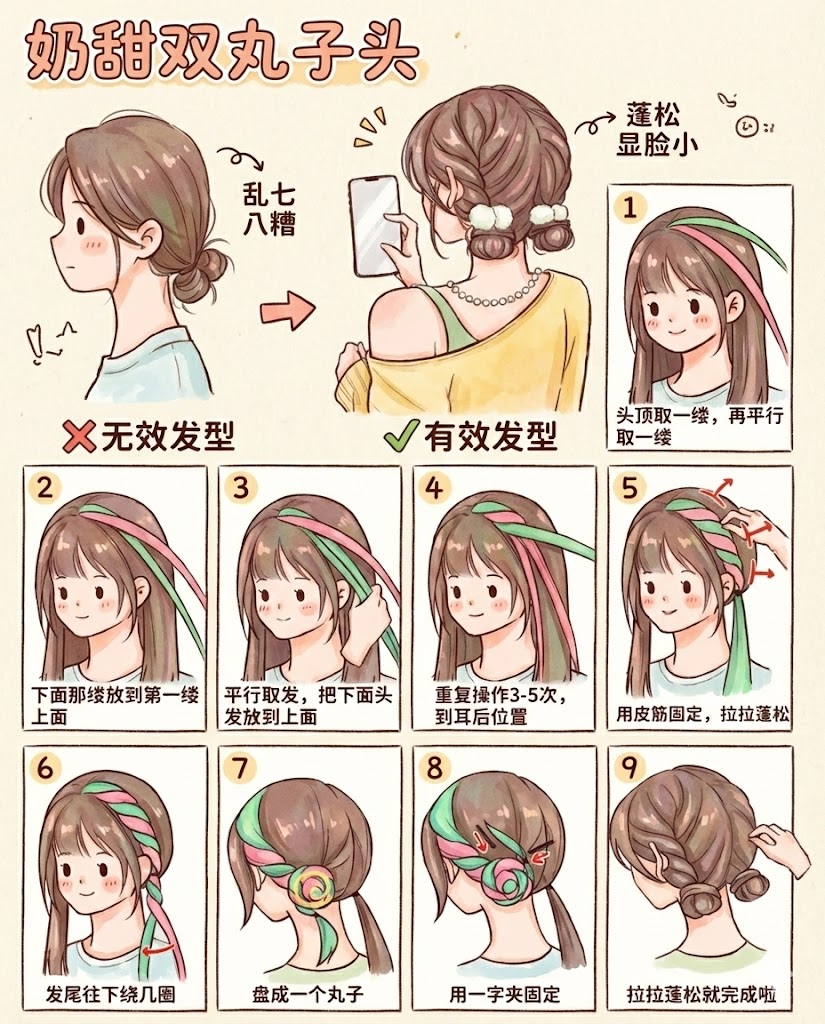 四、奶甜双丸子头