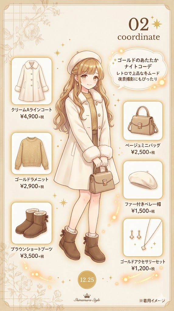 二、 金色温暖夜：复古高级的千金氛围