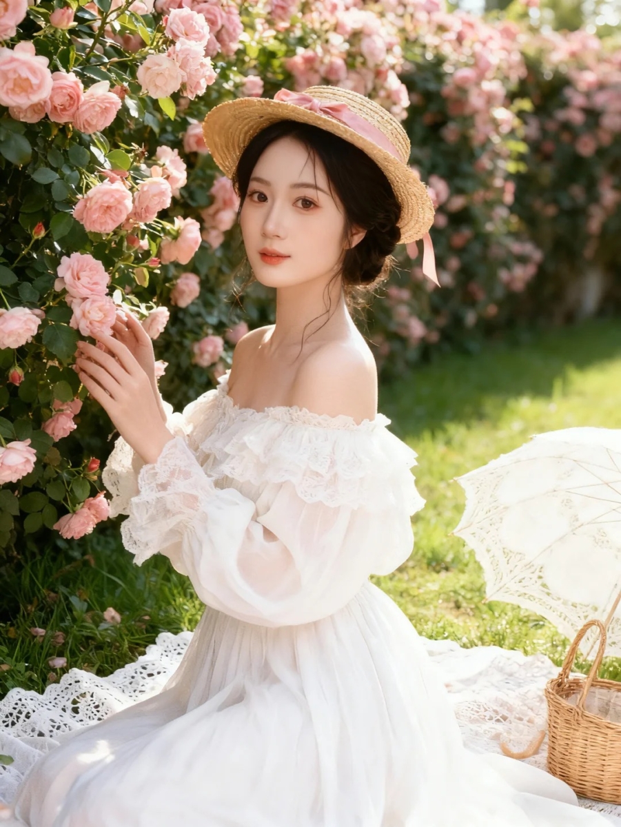 经典的泡泡袖与方领设计